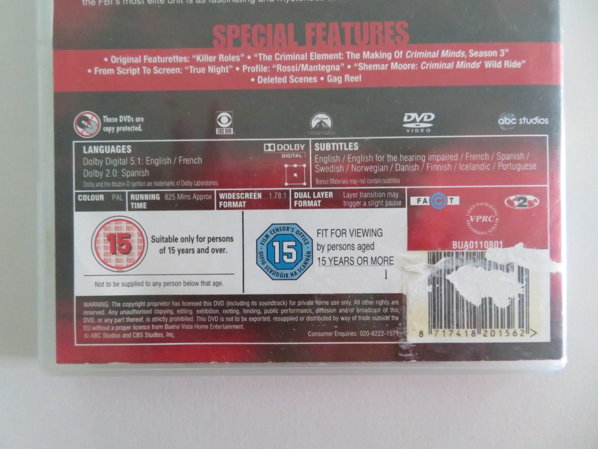 CRIMINAL MINDS SEASON 3 (DVD) JOE MANTEGNA THOMAS GIBSON 2007 REGION 2 Movie posters