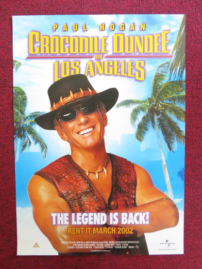 CROCODILE DUNDEE IN LOS ANGELES VHS VIDEO POSTER PAUL HOGAN LINDA KOZLOWSKI 2001 Rendezvous Cinema Movie posters