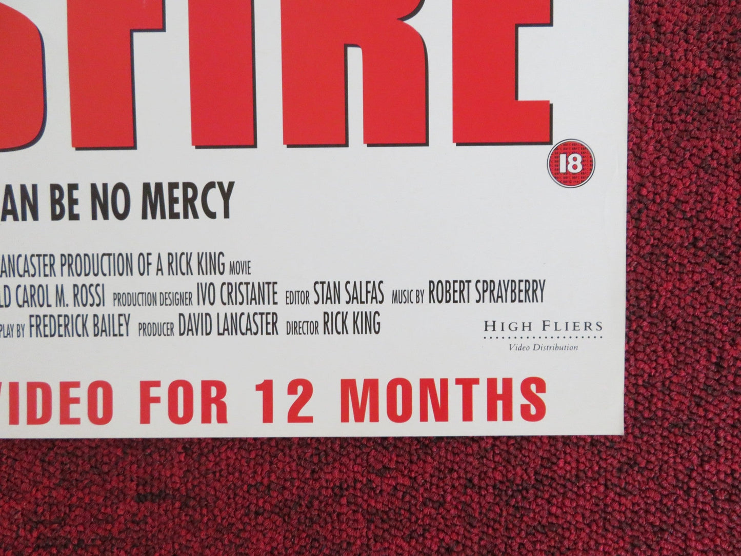 CROSSFIRE VHS VIDEO POSTER JEFF FAHEY TERI POLO 1993 Rendezvous Cinema Movie posters