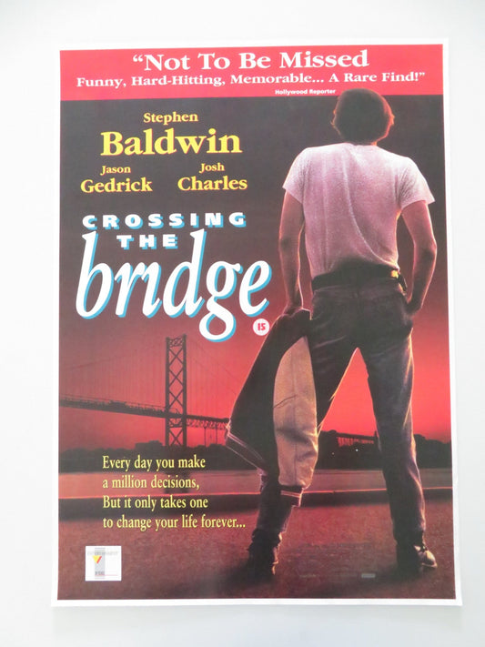 CROSSING THE BRIDGE VHS VIDEO POSTER ROLLED STEPHEN BALDWIN JASON GEDRICK 1992 Movie posters