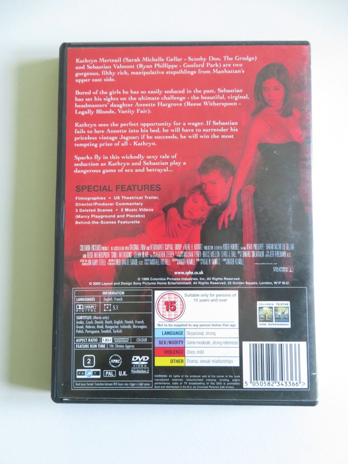 CRUEL INTENTIONS (DVD) SARAH MICHELLE GELLAR REESE WITHERSPOON 1999 REGION 2 - Rendezvous Cinema
