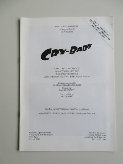 CRY - BABY PRESS KIT 1990 JOHNNY DEPP IGGY POP RICKI LAKE WILLEM DAFOE Movie posters