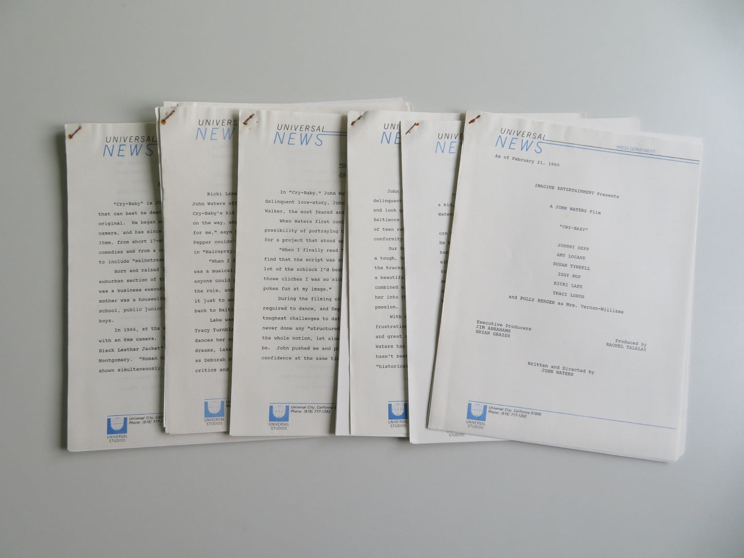 CRY - BABY PRESS KIT 1990 JOHNNY DEPP IGGY POP RICKI LAKE WILLEM DAFOE Movie posters