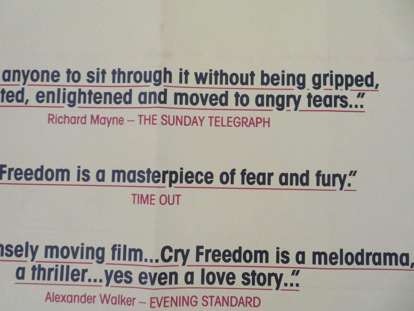 Cry Freedom UK Quad Rolled Poster Kevin Kline Denzel Washington 1987 Movie posters