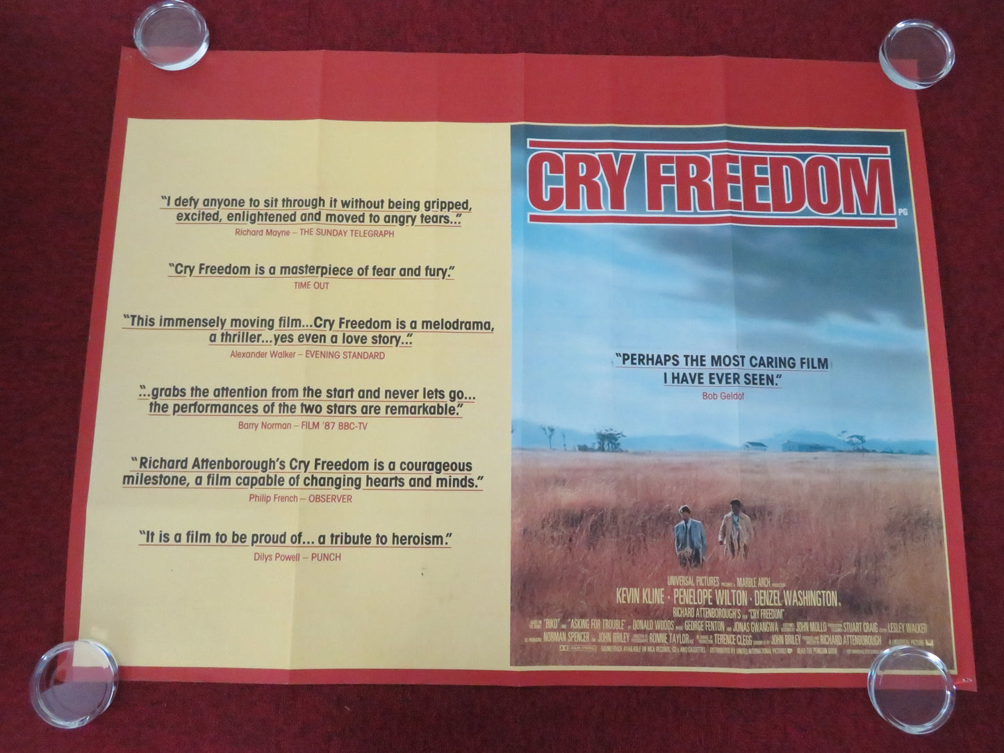 Cry Freedom UK Quad Rolled Poster Kevin Kline Denzel Washington 1987 Movie posters