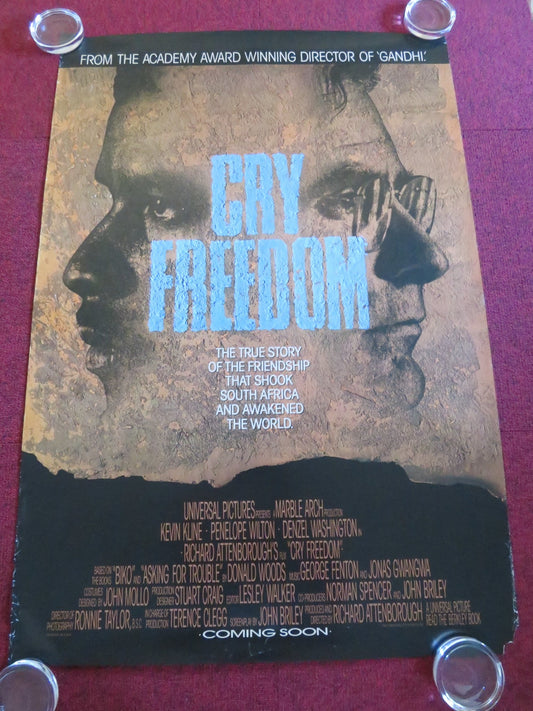 CRY FREEDOM US ONE SHEET ROLLED POSTER KEVIN KLINE DENZEL WASHINGTON 1987 Rendezvous Cinema Movie posters
