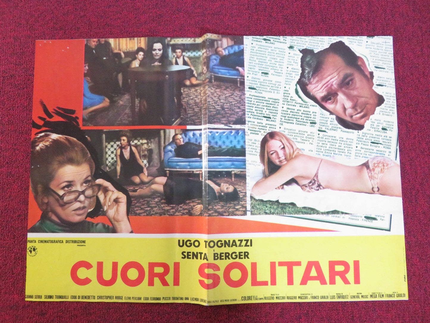 CUORI SOLITARI - B ITALIAN FOTOBUSTA POSTER UGO TOGNAZZI SENTA BERGER 1970 Rendezvous Cinema Movie posters