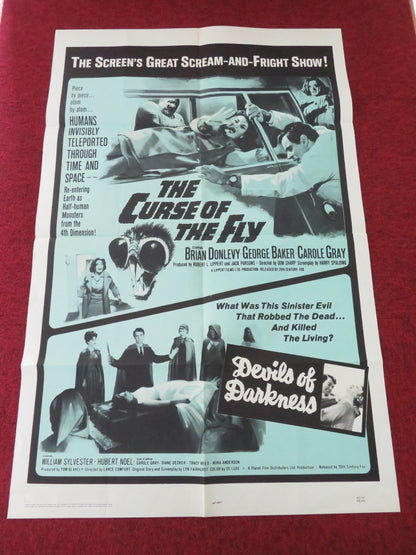 CURSE OF THE FLY / DEVILS OF DARKNESS FOLDED US ONE SHEET POSTER DONLEVY 1965 Movie posters