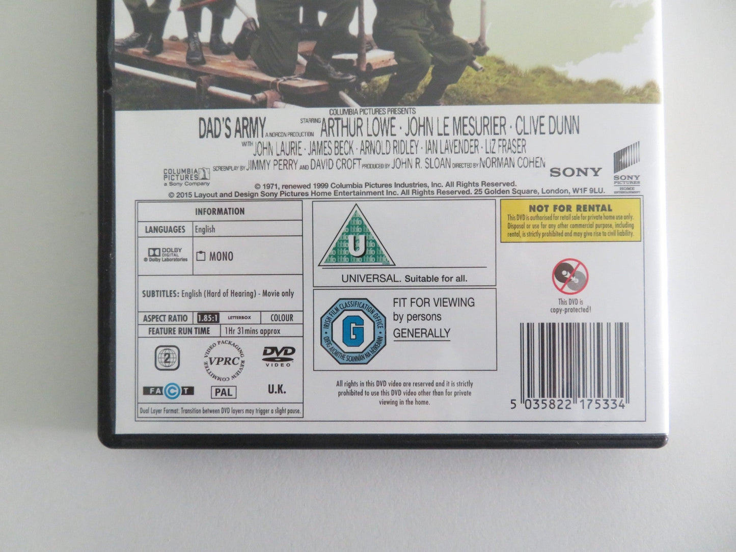 DAD'S ARMY (DVD) ARTHUR LOWE JOHN LE MESURIER 1971 REGION 2 Movie posters