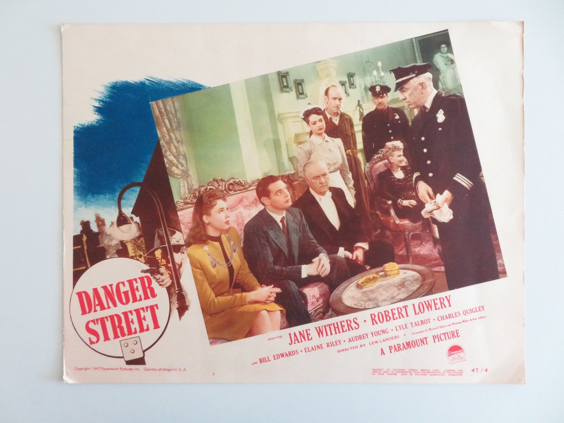 DANGER STREET - #4 LOBBY CARD JANE WITHERS ROBERT LOWERY 1947 Rendezvous Cinema Movie posters