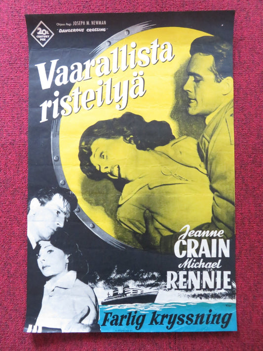 DANGEROUS CROSSING FINNISH POSTER JEANNE CRAIN MICHAEL RENNIE 1954 Rendezvous Cinema Movie posters