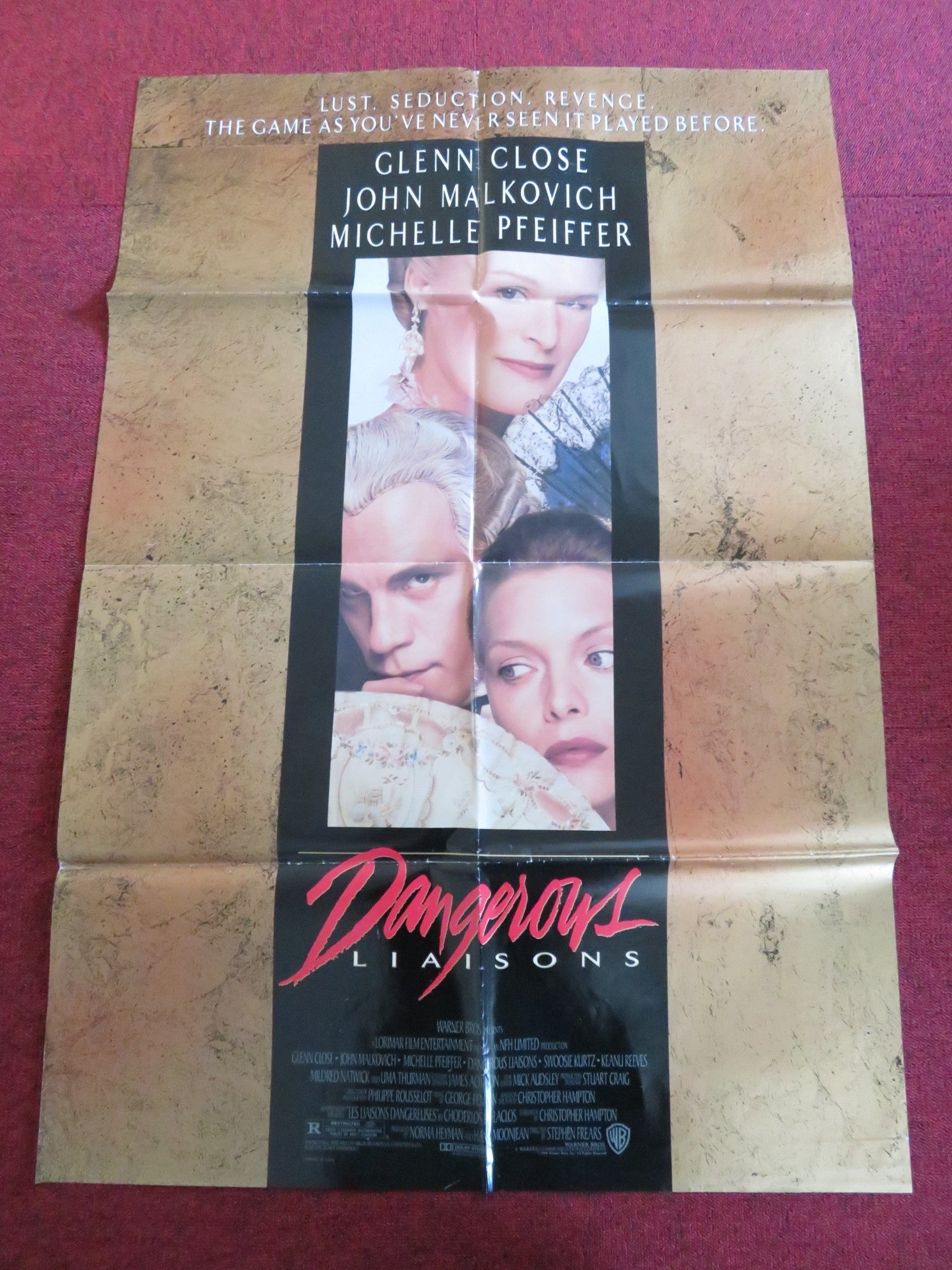DANGEROUS LIAISONS FOLDED US ONE SHEET POSTER GLENN CLOSE JOHN MALKOVICH 1988 Rendezvous Cinema Movie posters