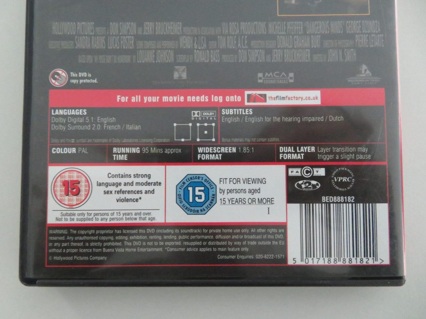 DANGEROUS MINDS (DVD) MICHELLE PFEIFFER GEORGE DZUNDZA 1995 REGION 2 Movie posters