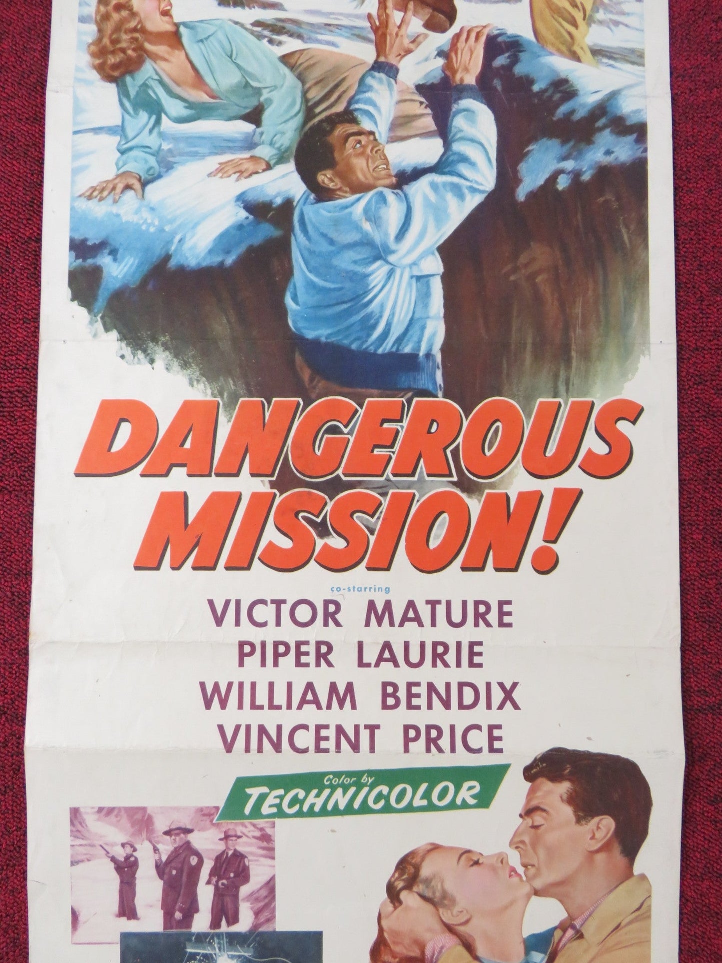 DANGEROUS MISSION! US INSERT POSTER VICTOR MATURE PIPER LAURIE 1954 Rendezvous Cinema Movie posters