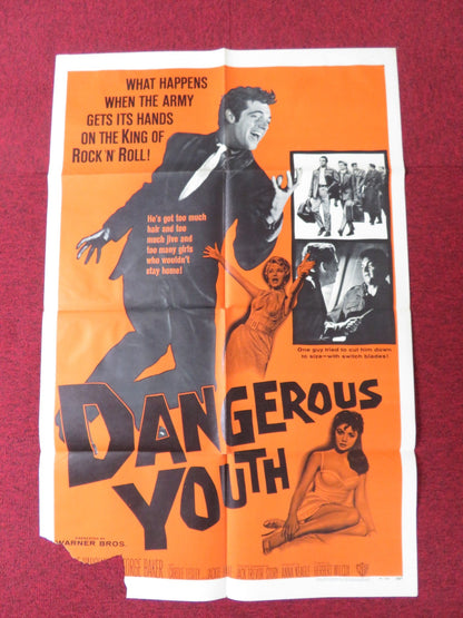 DANGEROUS YOUTH FOLDED US ONE SHEET POSTER GEORGE BAKER FRANKIE VAUGHAN 1957 Rendezvous Cinema Movie posters