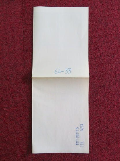 DARK PURPOSE FOLDED US ONE SHEET POSTER SHIRLEY JONES ROSSANO BRAZZI 1964 Rendezvous Cinema Movie posters