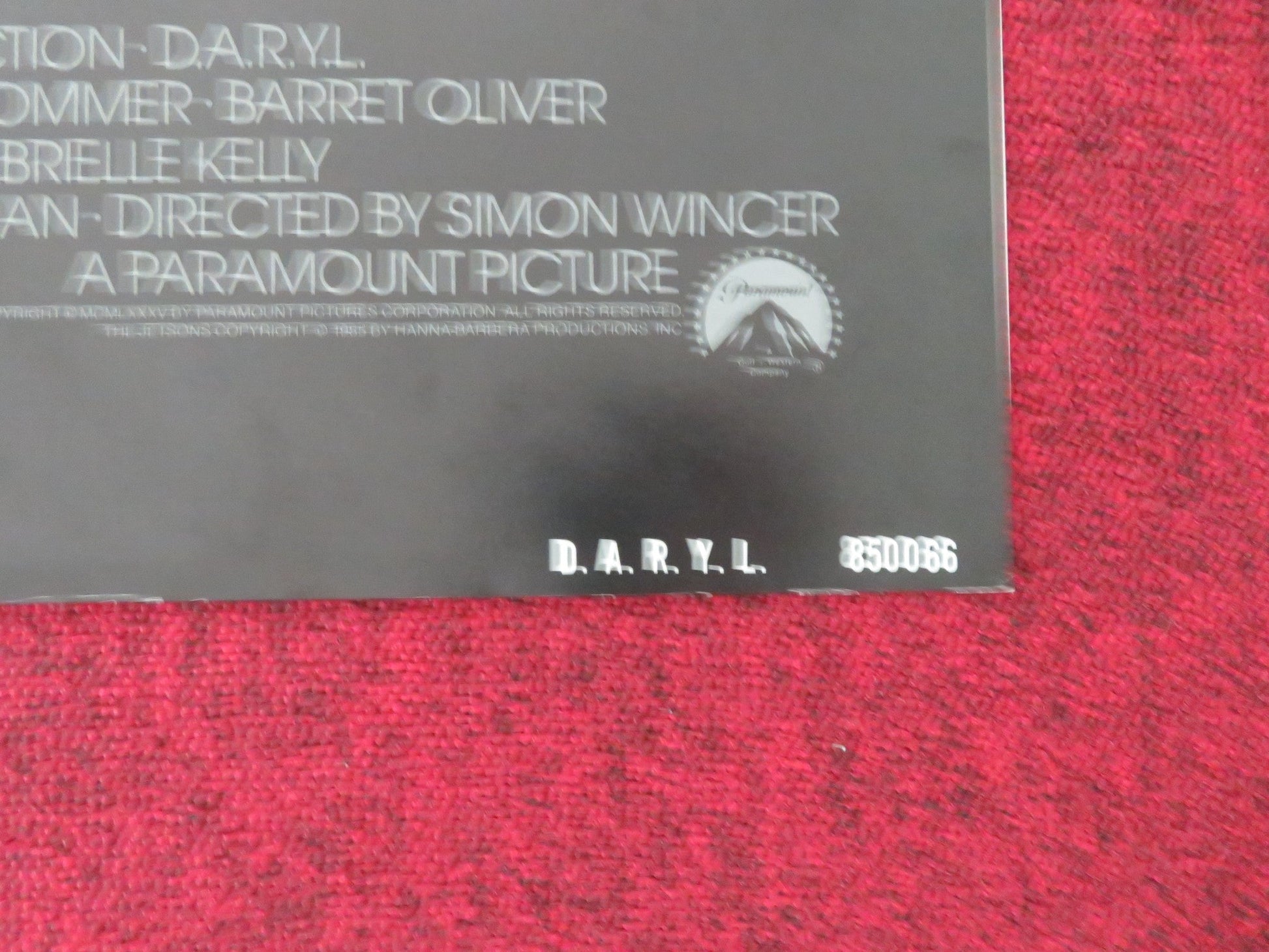 D.A.R.Y.L. FOLDED US ONE SHEET POSTER MARY BETH HURT MICHAEL MCKEAN 1985 Movie posters