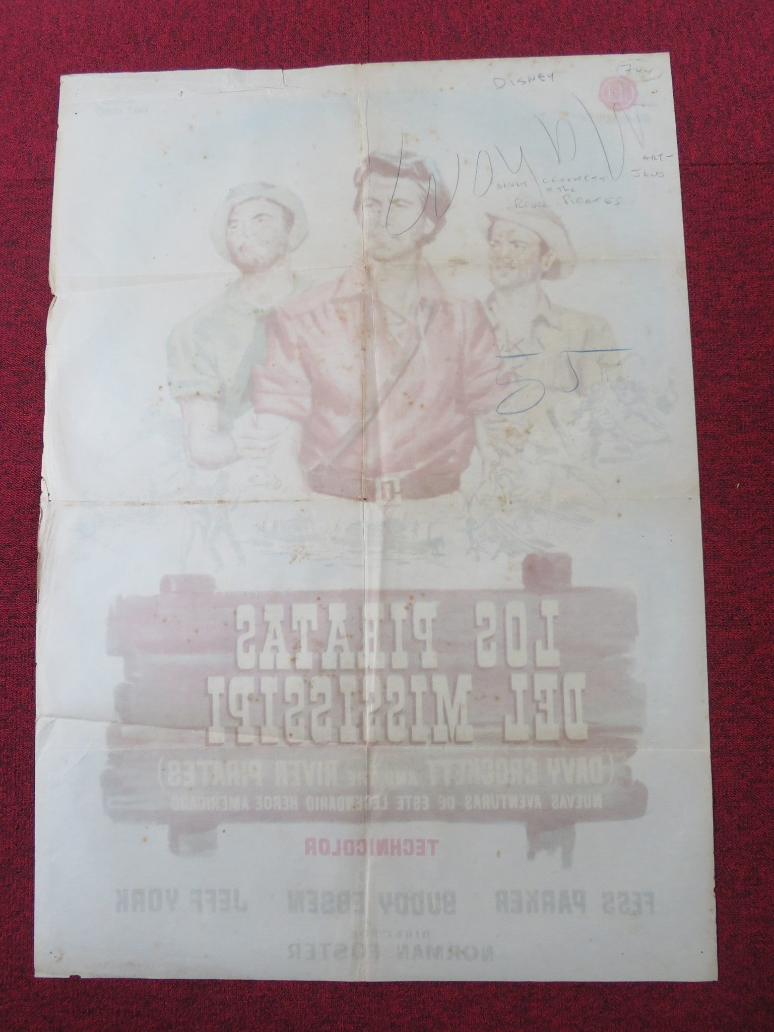 DAVY CROCKETT AND THE RIVER PIRATES SPANISH POSTER DISNEY FESS PARKER 1959 Rendezvous Cinema Movie posters