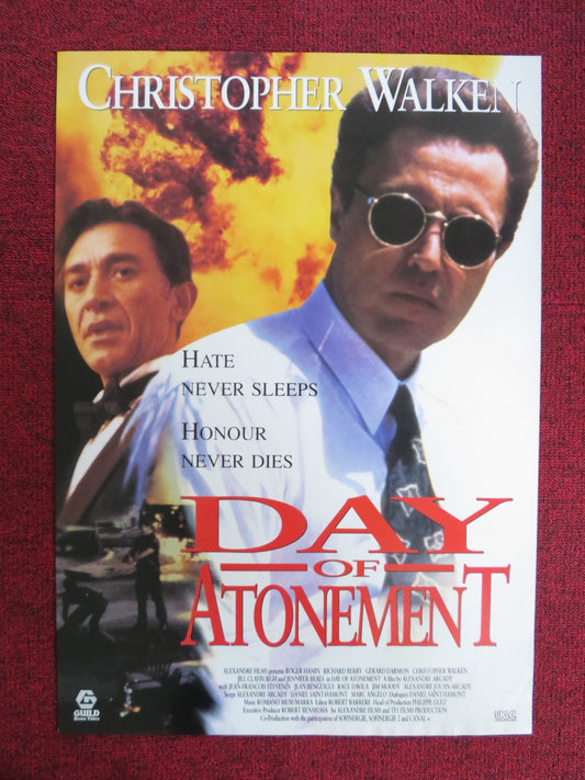 DAY OF ATONEMENT VHS VIDEO POSTER CHRISTOPHER WALKEN ROGER HANIN 1992 Rendezvous Cinema Movie posters