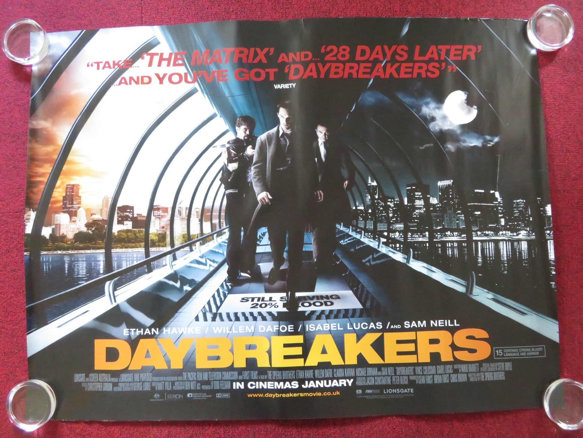 DAYBREAKERS - B UK QUAD ROLLED POSTER ETHAN HAWKE SAM NEILL 2009 Rendezvous Cinema Movie posters