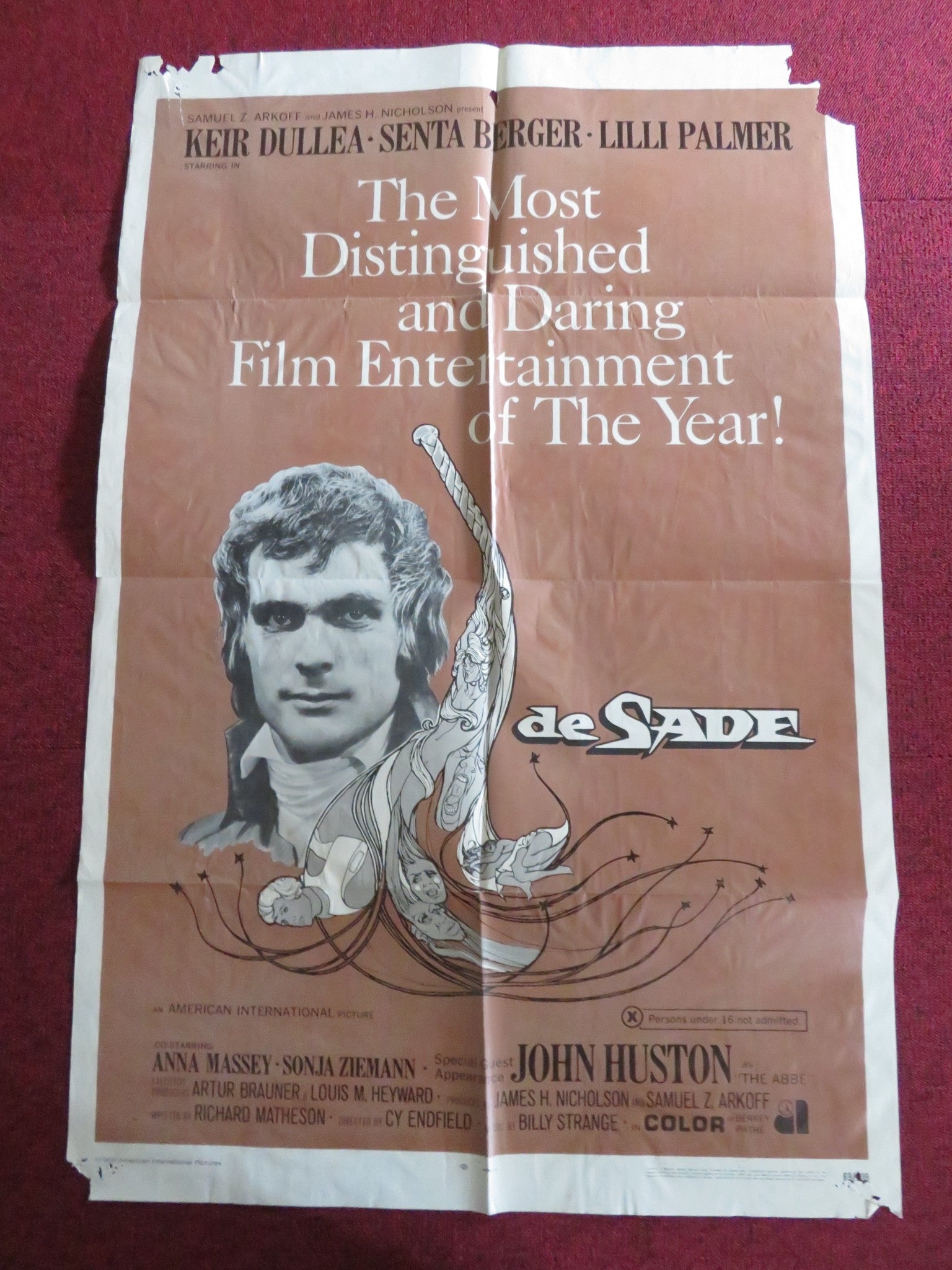 DE SADE - B FOLDED US ONE SHEET POSTER KEIR DULLEA SENTA BERGER 1969 Rendezvous Cinema Movie posters