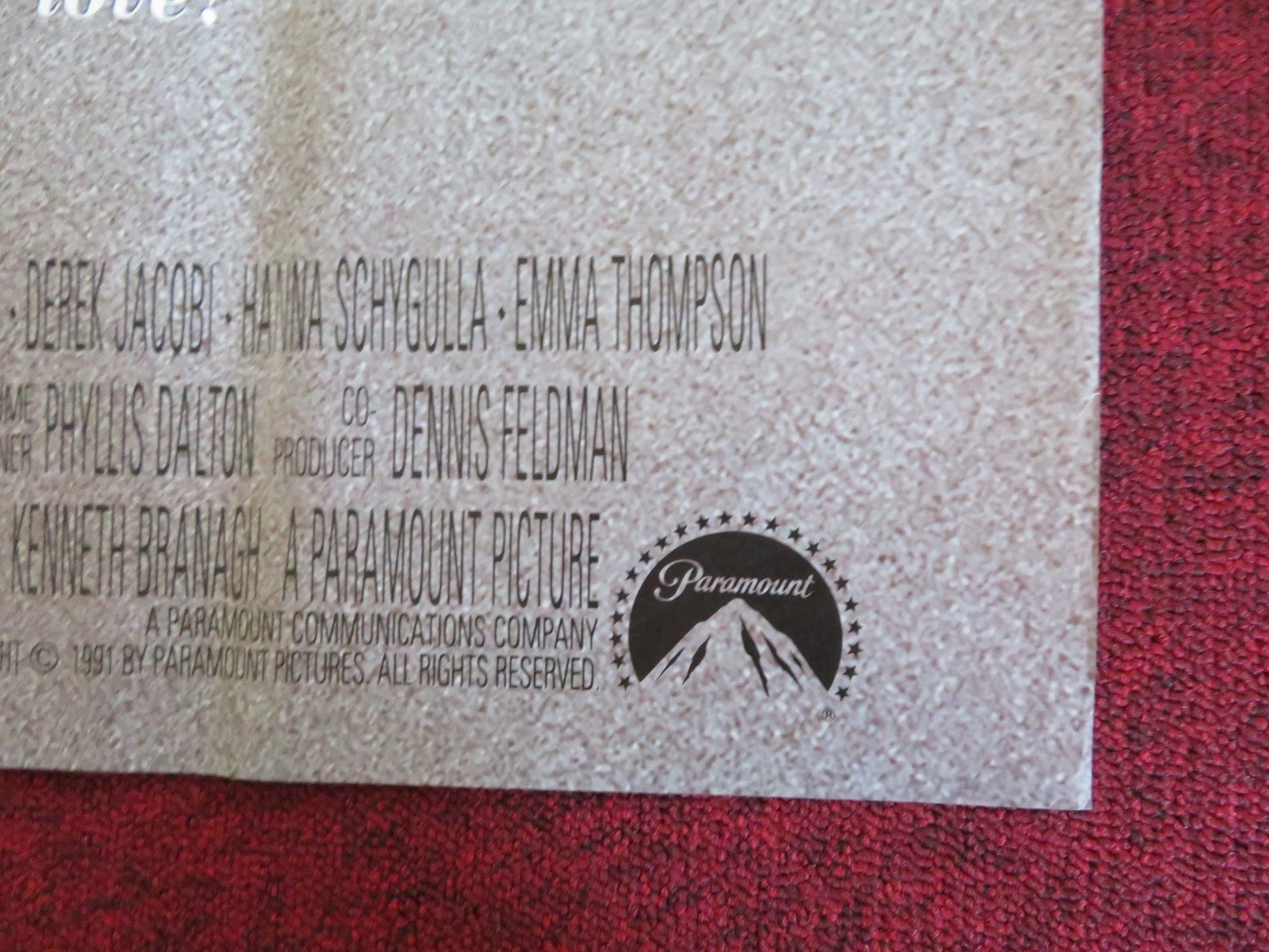 DEAD AGAIN - B FOLDED US ONE SHEET POSTER KENNETH BRANAGH ANDY GARCIA 1991 Rendezvous Cinema Movie posters