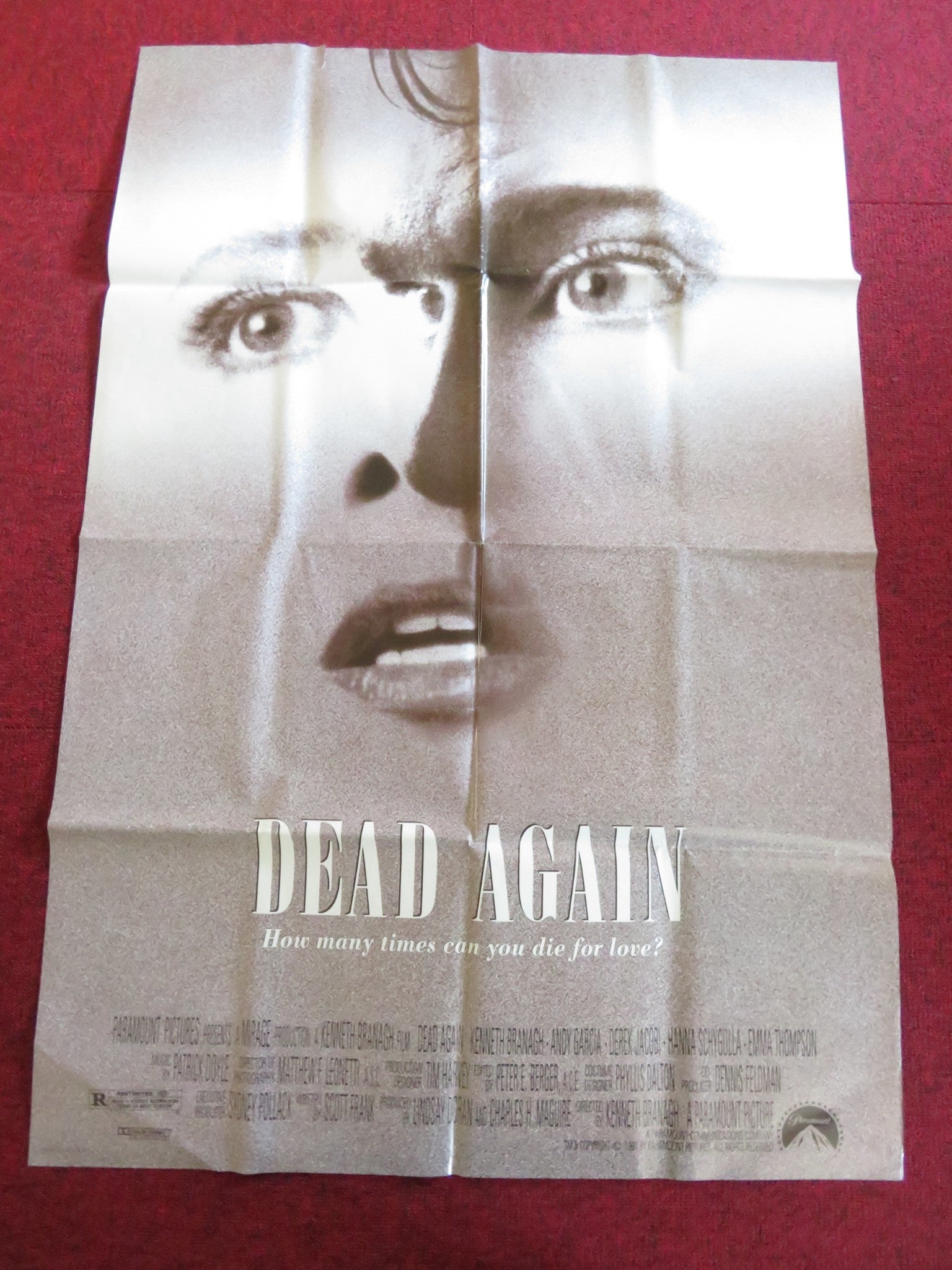 DEAD AGAIN - B FOLDED US ONE SHEET POSTER KENNETH BRANAGH ANDY GARCIA 1991 Rendezvous Cinema Movie posters