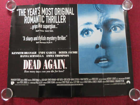 DEAD AGAIN - B UK QUAD ROLLED POSTER JENNETH BRANNAGH EMMA THOMPSON 1991 Rendezvous Cinema Movie posters