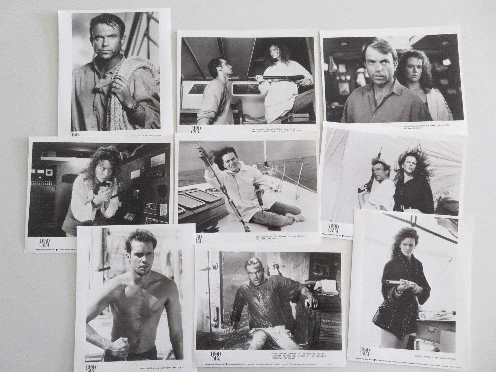 DEAD CALM MOVIE STILL PHOTO LOT OF 9 SAM NEILL NICOLE KIDMAN BILLY ZANE 1989 Movie posters