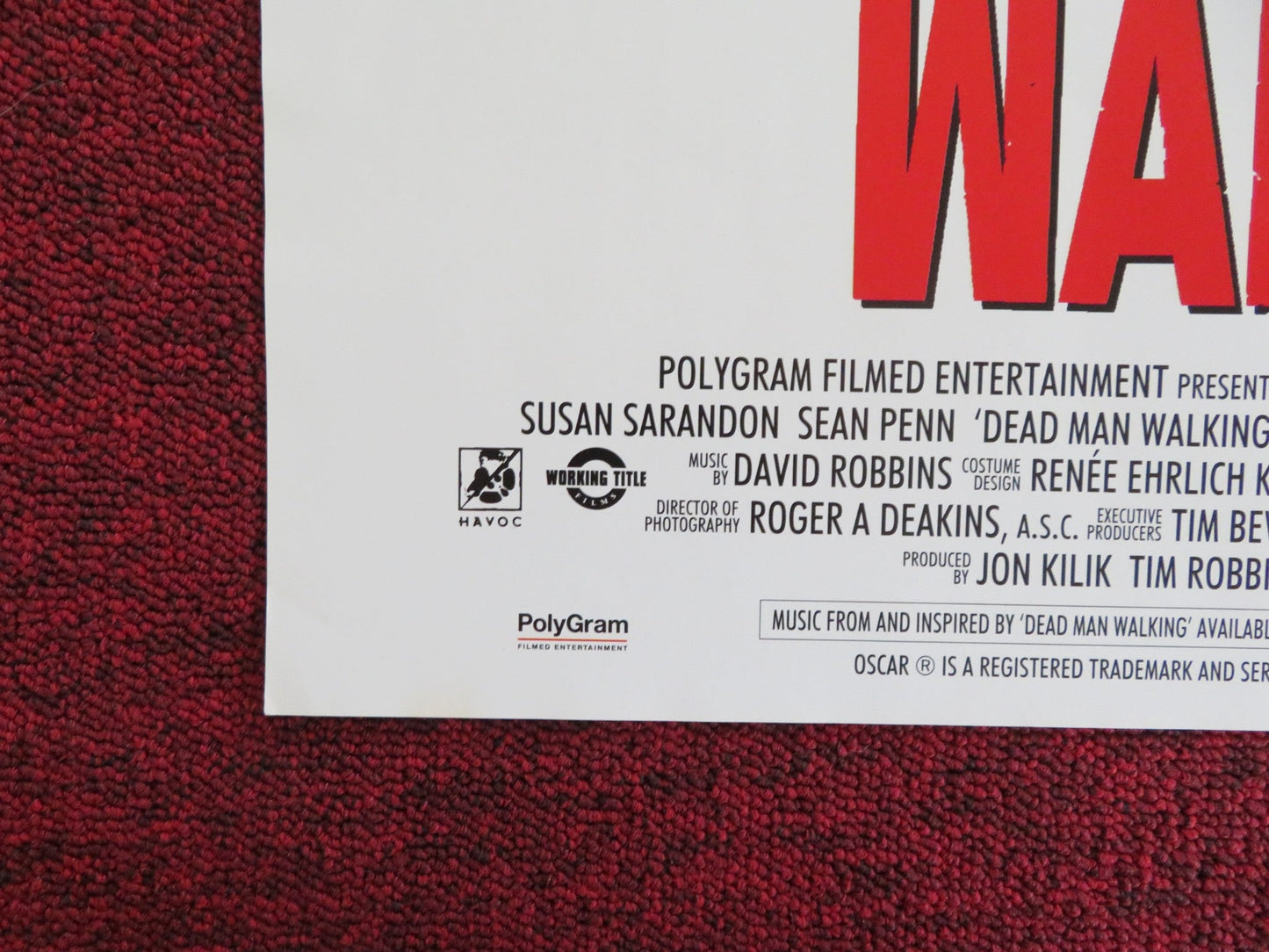 DEAD MAN WALKING VHS VIDEO POSTER SUSAN SARANDON SEAN PENN 1995 Rendezvous Cinema Movie posters