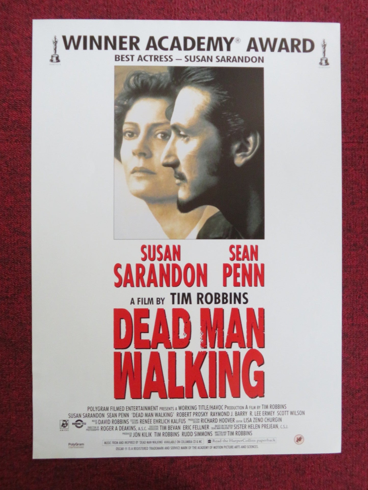 DEAD MAN WALKING VHS VIDEO POSTER SUSAN SARANDON SEAN PENN 1995 Rendezvous Cinema Movie posters