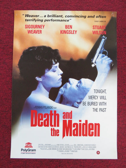 DEATH AND THE MAIDEN VHS VIDEO POSTER SIGOURNEY WEAVER ROMAN POLANSKI 1994 Rendezvous Cinema Movie posters