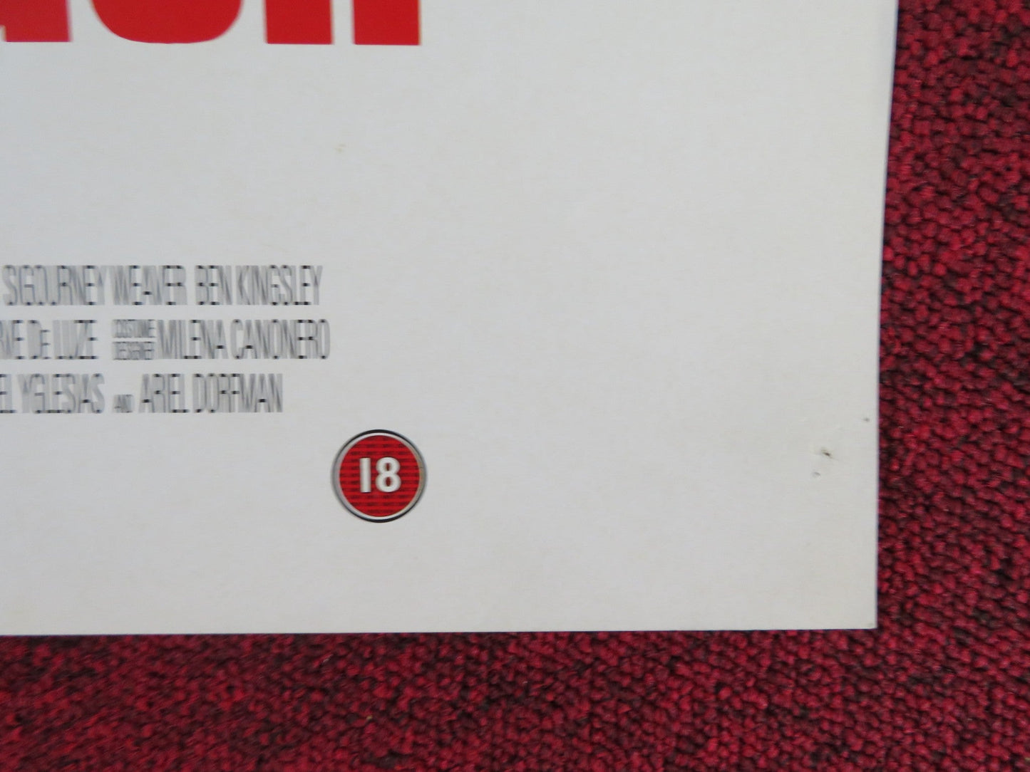 DEATH AND THE MAIDEN VHS VIDEO POSTER SIGOURNEY WEAVER ROMAN POLANSKI 1994 Rendezvous Cinema Movie posters