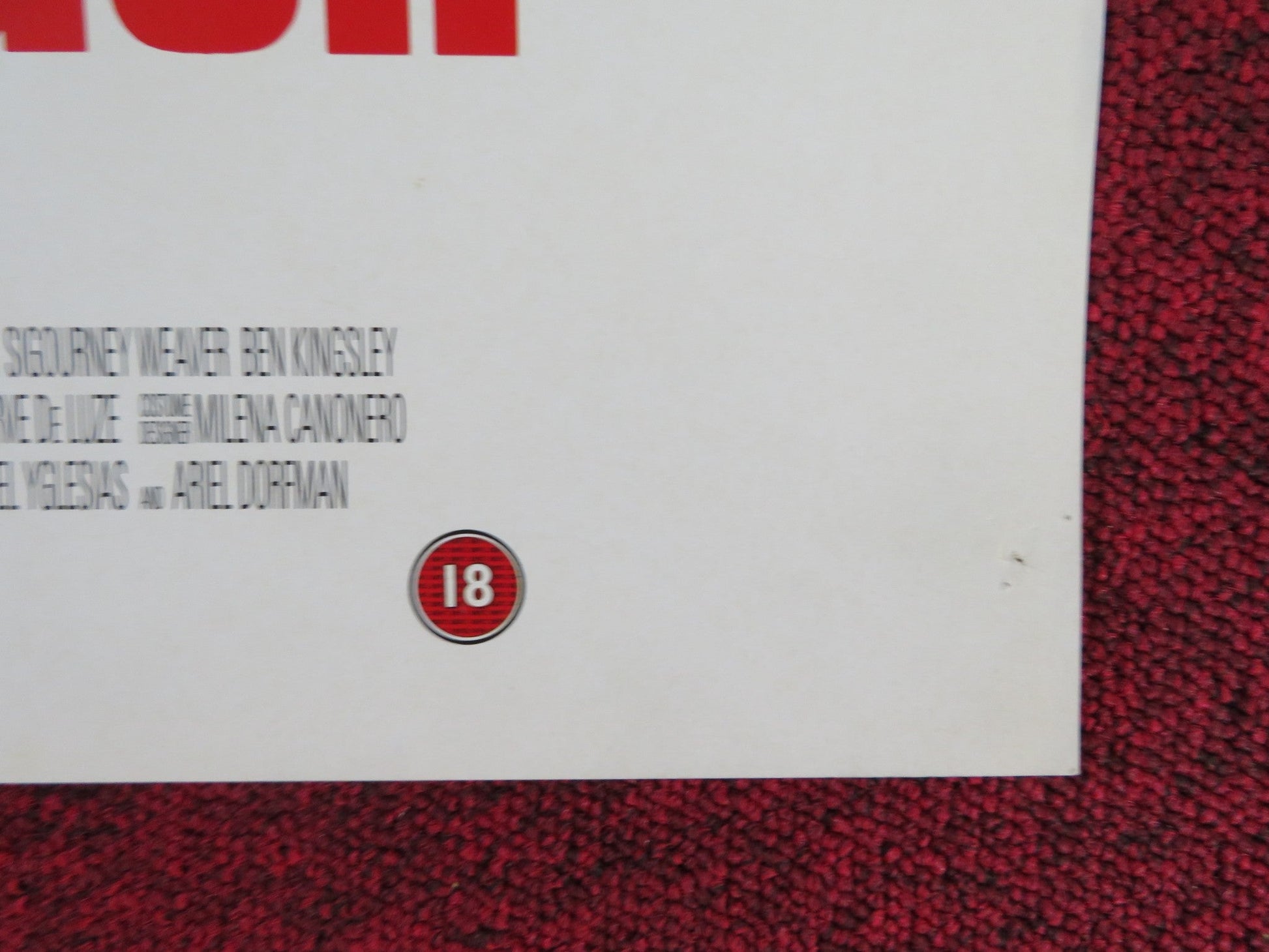 DEATH AND THE MAIDEN VHS VIDEO POSTER SIGOURNEY WEAVER ROMAN POLANSKI 1994 Rendezvous Cinema Movie posters