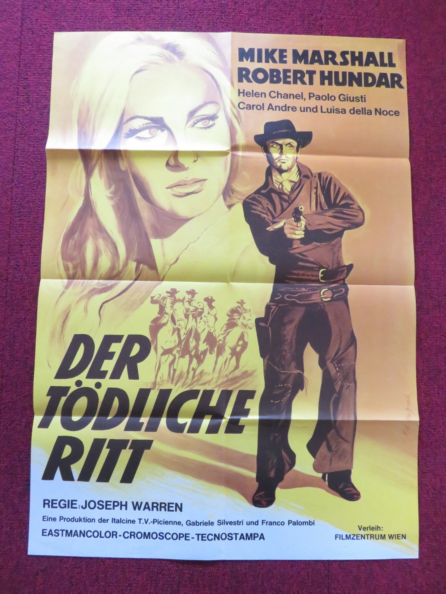 DEATH RIDES ALONG GERMAN A1 POSTER FOLDED MIKE MARSHALL ROBERT HUNDAR 1975 Rendezvous Cinema Movie posters