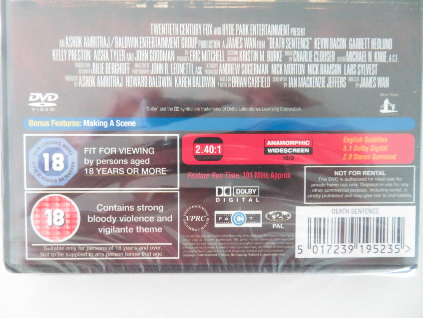 DEATH SENTENCE (DVD) KEVIN BACON GARRET HEDLUND 2007 REGION 2 Movie posters