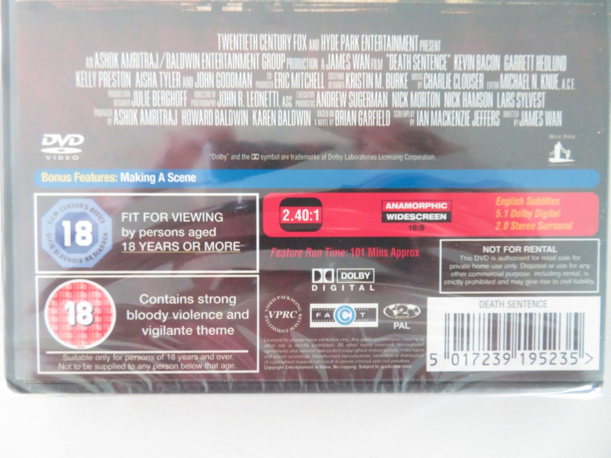 DEATH SENTENCE (DVD) KEVIN BACON GARRET HEDLUND 2007 REGION 2 Movie posters