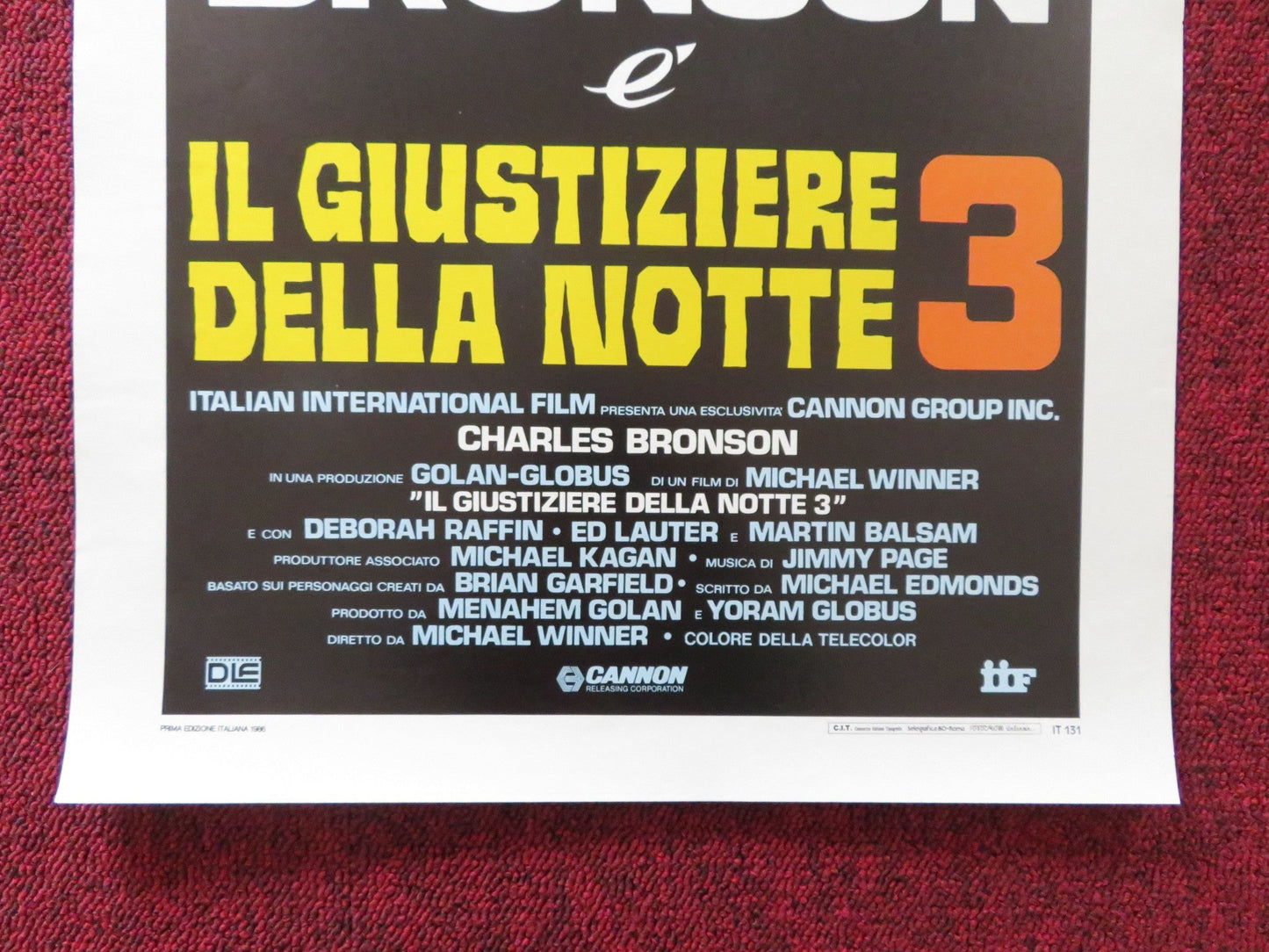 DEATH WISH 3 ITALIAN LOCANDINA POSTER CANNON CHARLES BRONSON DEBORAH RAFFIN 1986 Rendezvous Cinema Movie posters