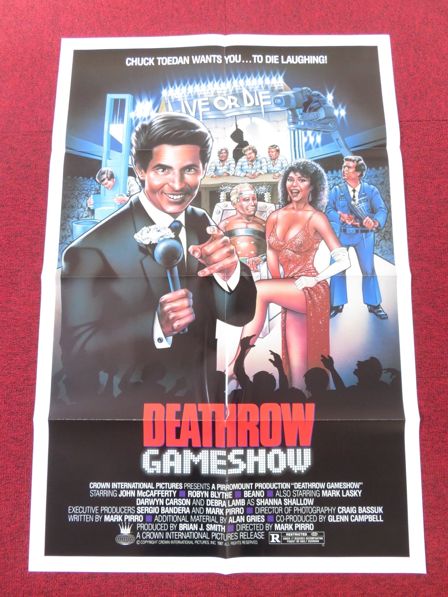 DEATHROW GAMESHOW FOLDED US ONE SHEET POSTER JOHN CAFFERTY ROBYN BLYTHE 1987 Rendezvous Cinema Movie posters