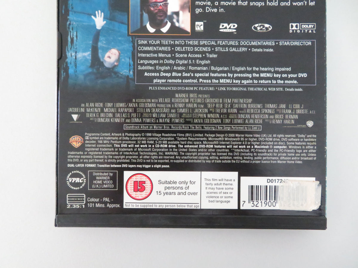 Deep Blue Sea (DVD) Thomas Jane Saffron Burrows 1999 Region 2 Movie posters