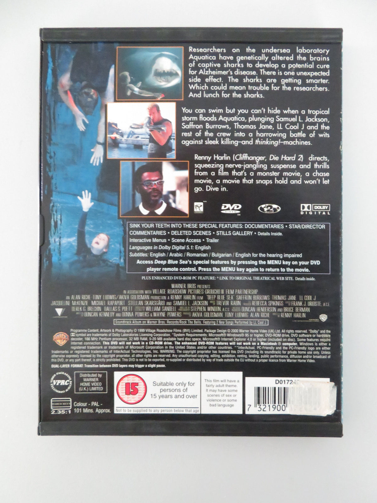 Deep Blue Sea (DVD) Thomas Jane Saffron Burrows 1999 Region 2 Movie posters