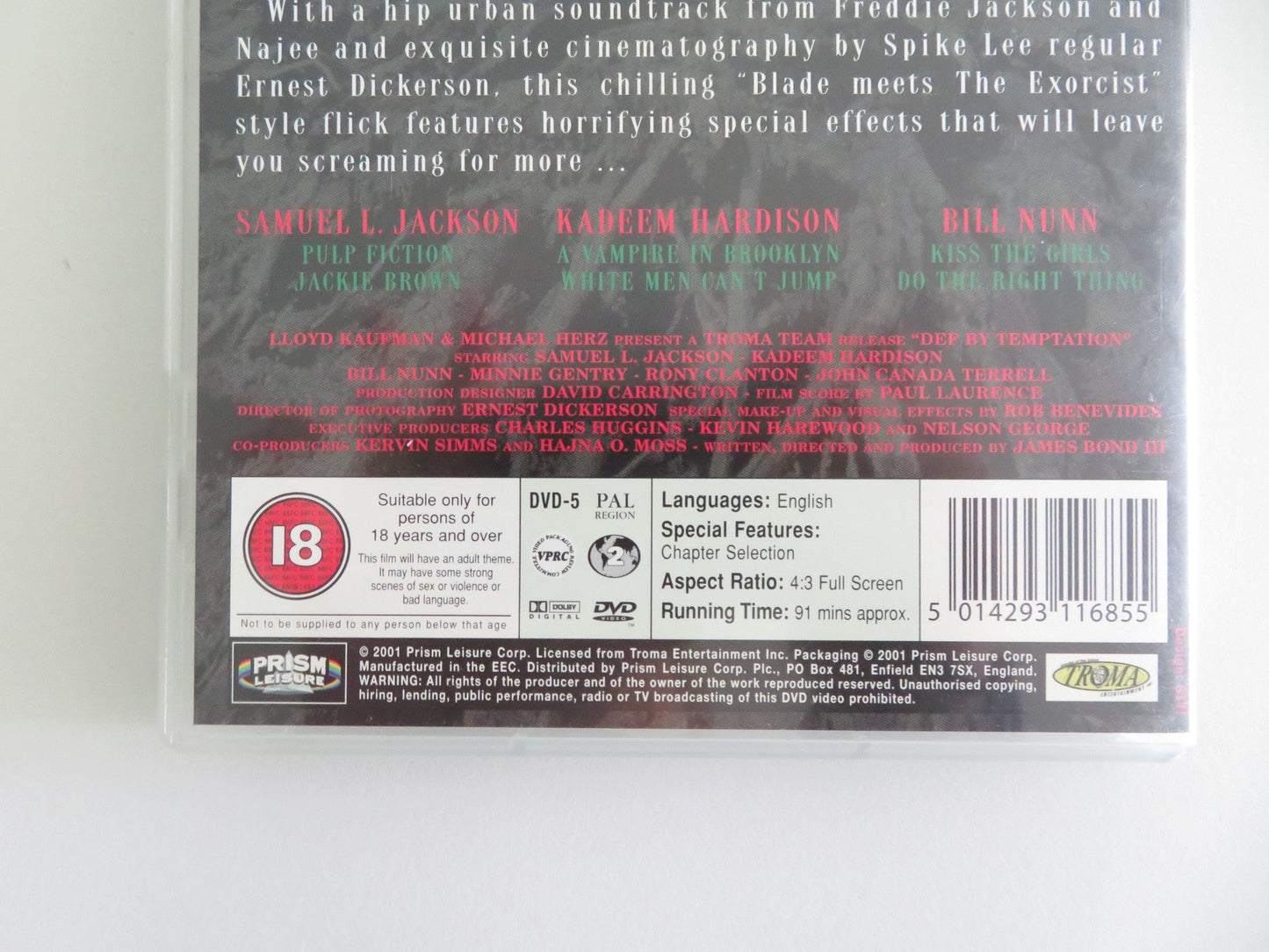 DEF BY TEMPTATION (DVD) SAMUEL L. JACKSON KADEEM HARDISON 1990 REGION 2 Movie posters