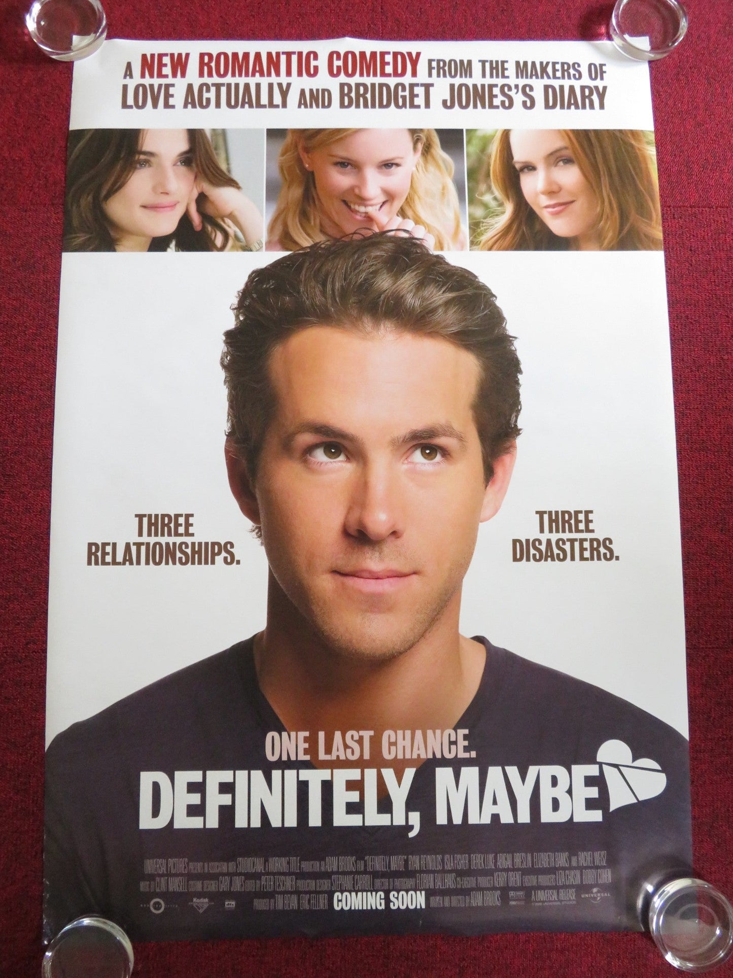 DEFINITELY, MAYBE US ONE SHEET ROLLED POSTER RYAN REYNOLDS AN NGUYEN 2008 Rendezvous Cinema Movie posters