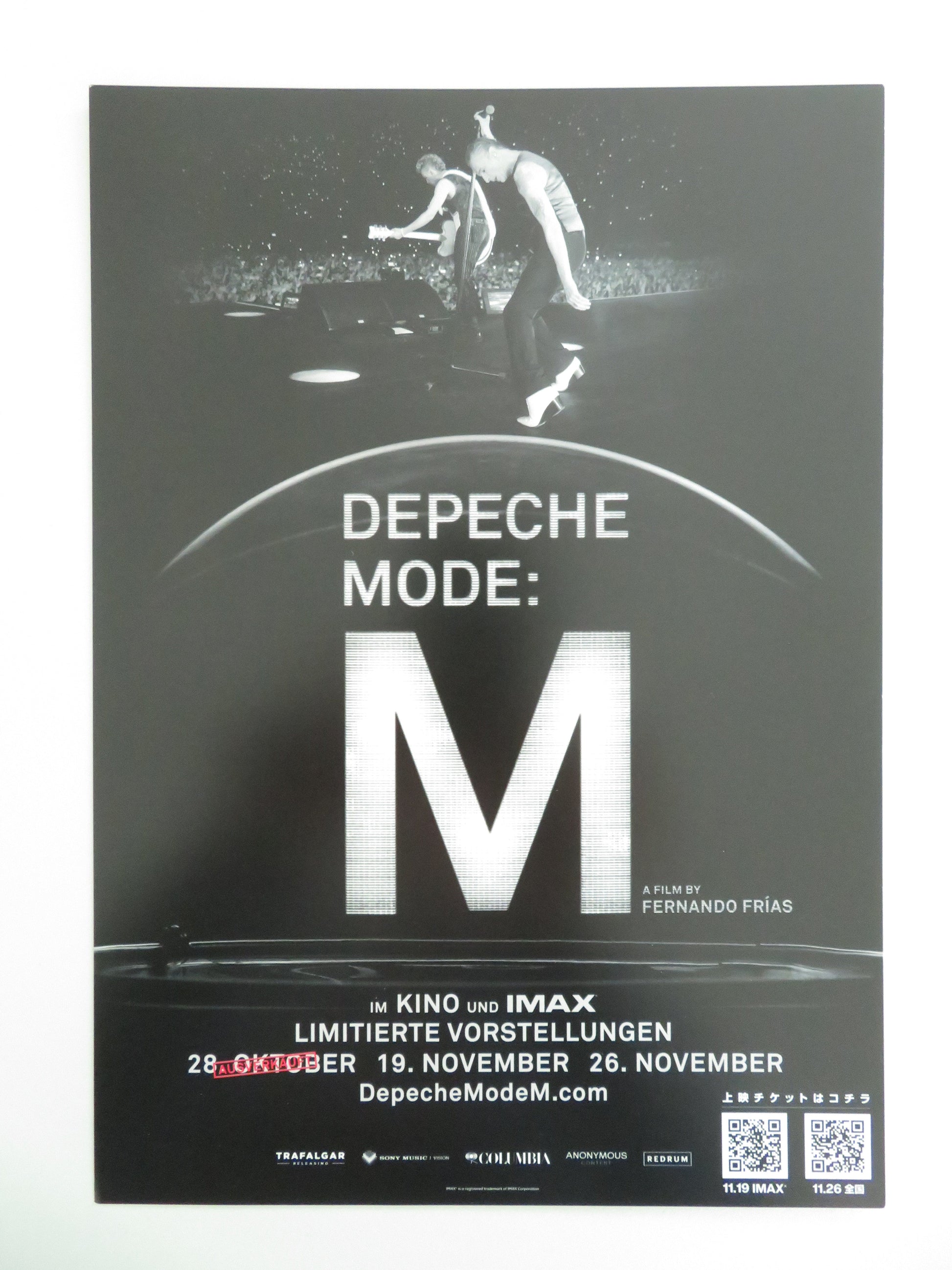 Depeche Mode: M Japanese Chirashi (B5) Poster Dave Gahan Martin Gore 2025 Movie posters