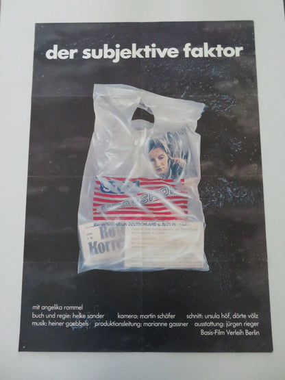 DER SUBJEKTIVE FAKTOR GERMAN A1 POSTER ROLLED ANGELIKA ROMMEL DUTSCH 1981 Movie posters
