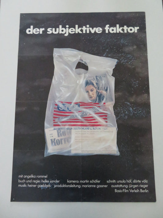DER SUBJEKTIVE FAKTOR GERMAN A1 POSTER ROLLED ANGELIKA ROMMEL DUTSCH 1981 Movie posters
