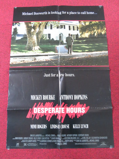 DESPERATE HOURS FOLDED US ONE SHEET POSTER MICKEY ROURKE ANTHONY HOPKINS 1990 Rendezvous Cinema Movie posters