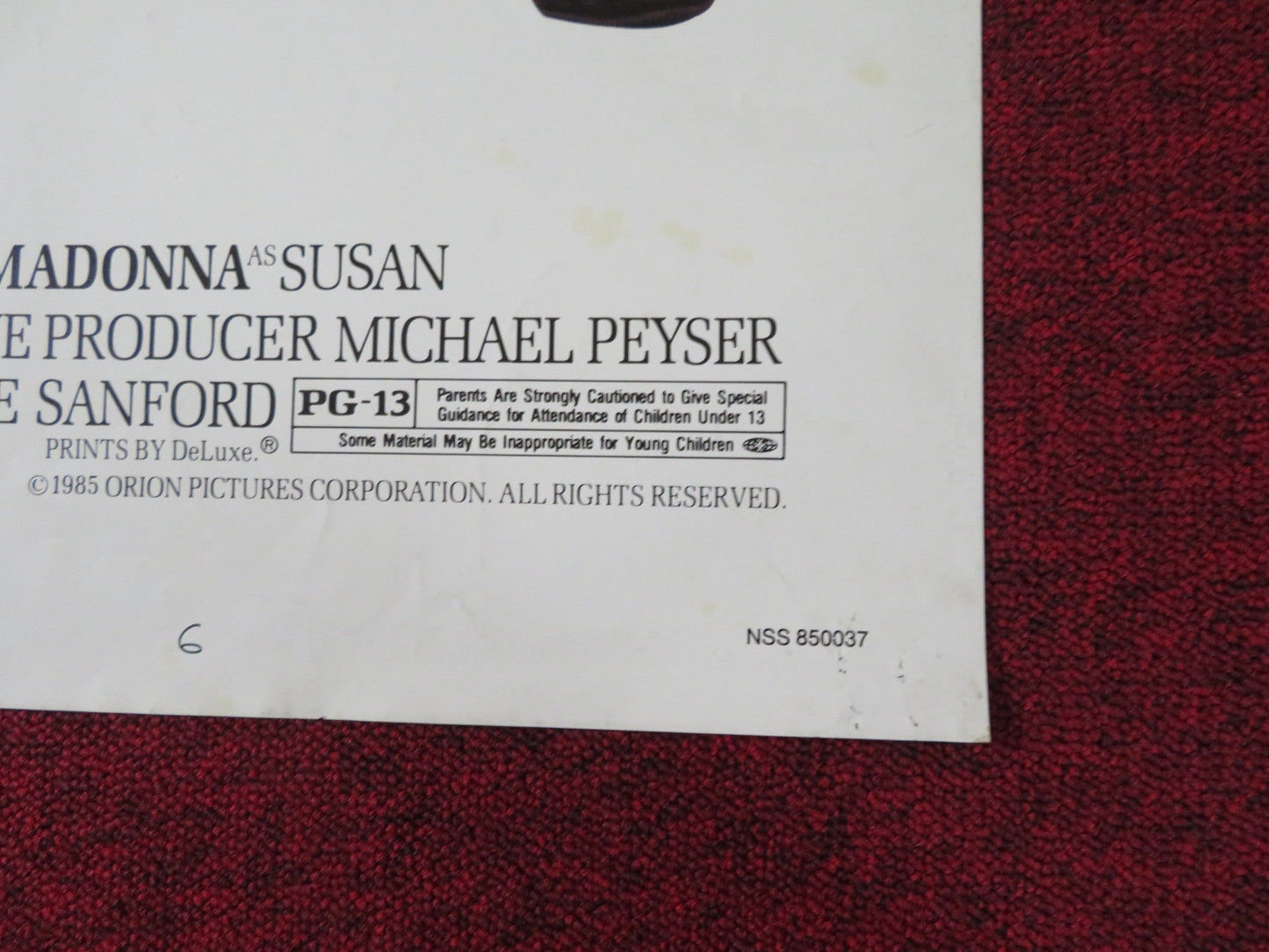 DESPERATELY SEEKING SUSAN FOLDED US ONE SHEET POSTER MADONNA R. ARQUETTE 1985 Rendezvous Cinema Movie posters