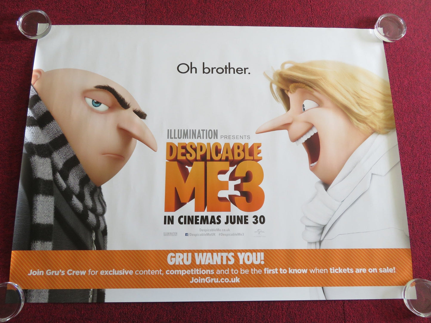 DESPICABLE ME 3 UK QUAD ROLLED POSTER STEVE CARELL KRISTEN WIIG 2017 Rendezvous Cinema Movie posters