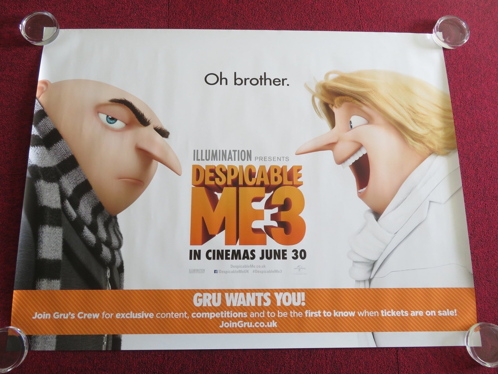DESPICABLE ME 3 UK QUAD ROLLED POSTER STEVE CARELL KRISTEN WIIG 2017 Rendezvous Cinema Movie posters